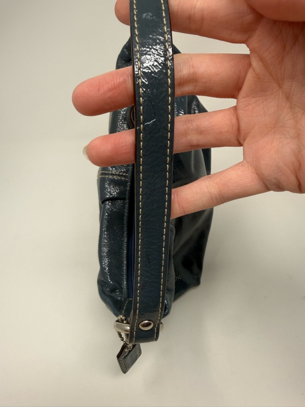 Coach Vintage Y2K Blue Patent Leather Hobo Mini Bag - Picture 4 of 16